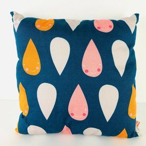 Pinknounou Happy Rain Blue Cotton Cushion Toddler Baby Gift Nursery Pillow 32cm